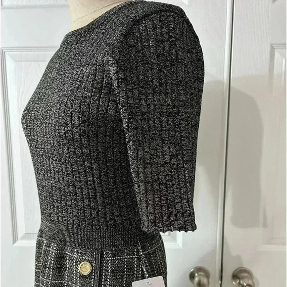 Women's London Times Elbow Sleeve Button Front Sheath Sweater Dress London Times - Picture 7 of 14